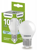Лампа светодиодная G45 шар 10Вт 230В 6500К E27 GENERICA