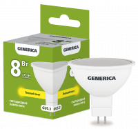 Лампа светодиодная MR16 софит 8Вт 230В 3000К GU5.3 GENERICA