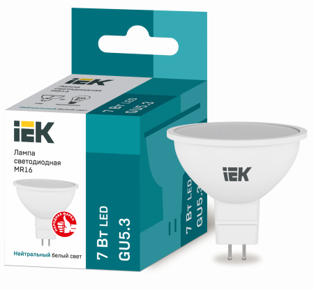 Лампа светодиодная MR16 софит 7Вт 230В 4000К GU5.3 IEK – №1