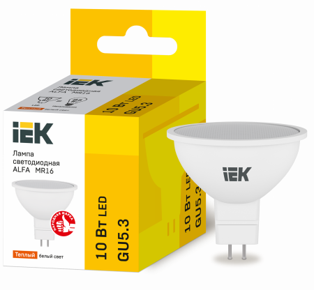 Лампа светодиодная ALFA MR16 софит 10Вт 230В 3000К GU5,3 IEK – №1