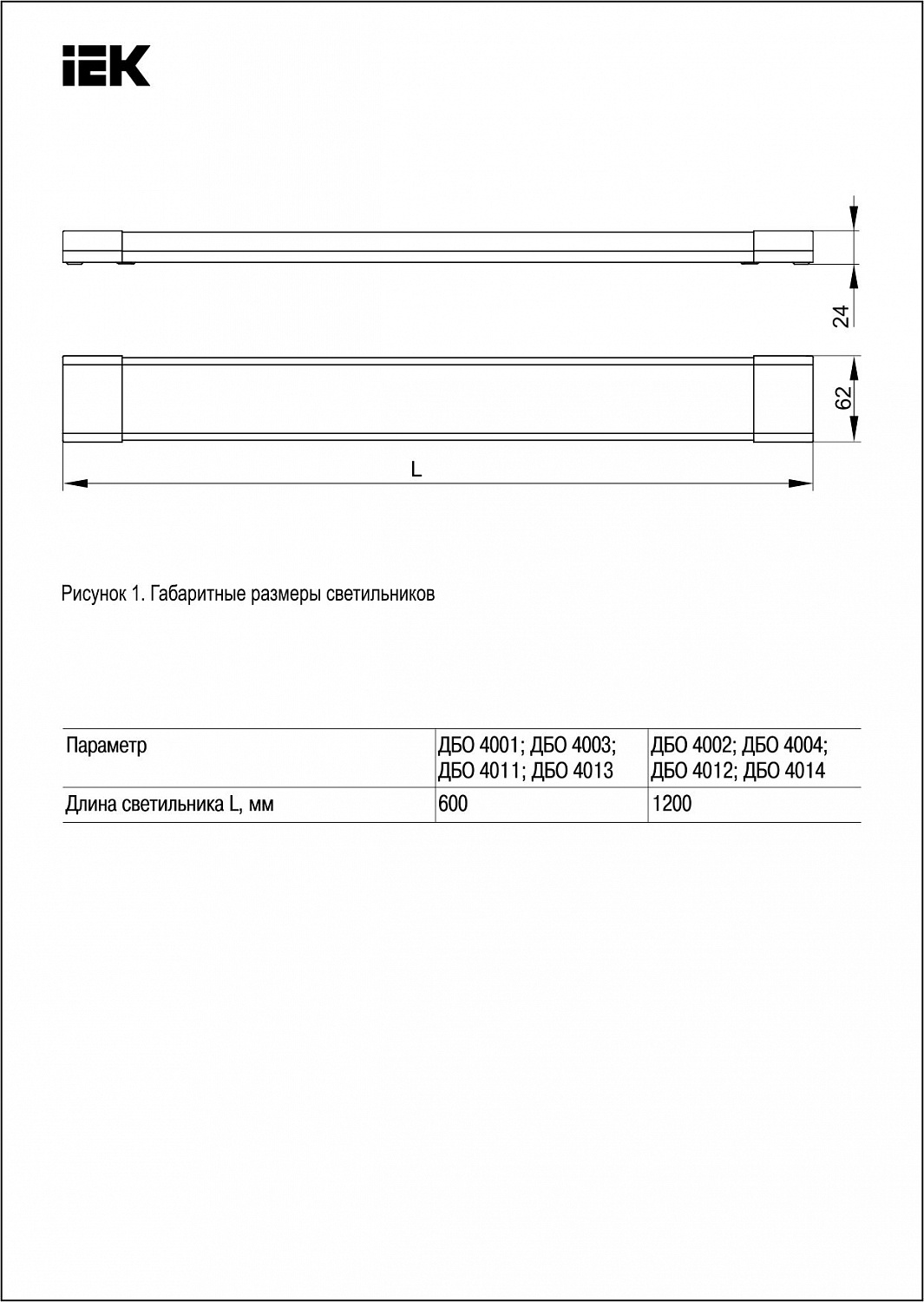 Светильник светодиодный линейный ДБО 4011 18Вт 4000К IP20 600мм призма IEK